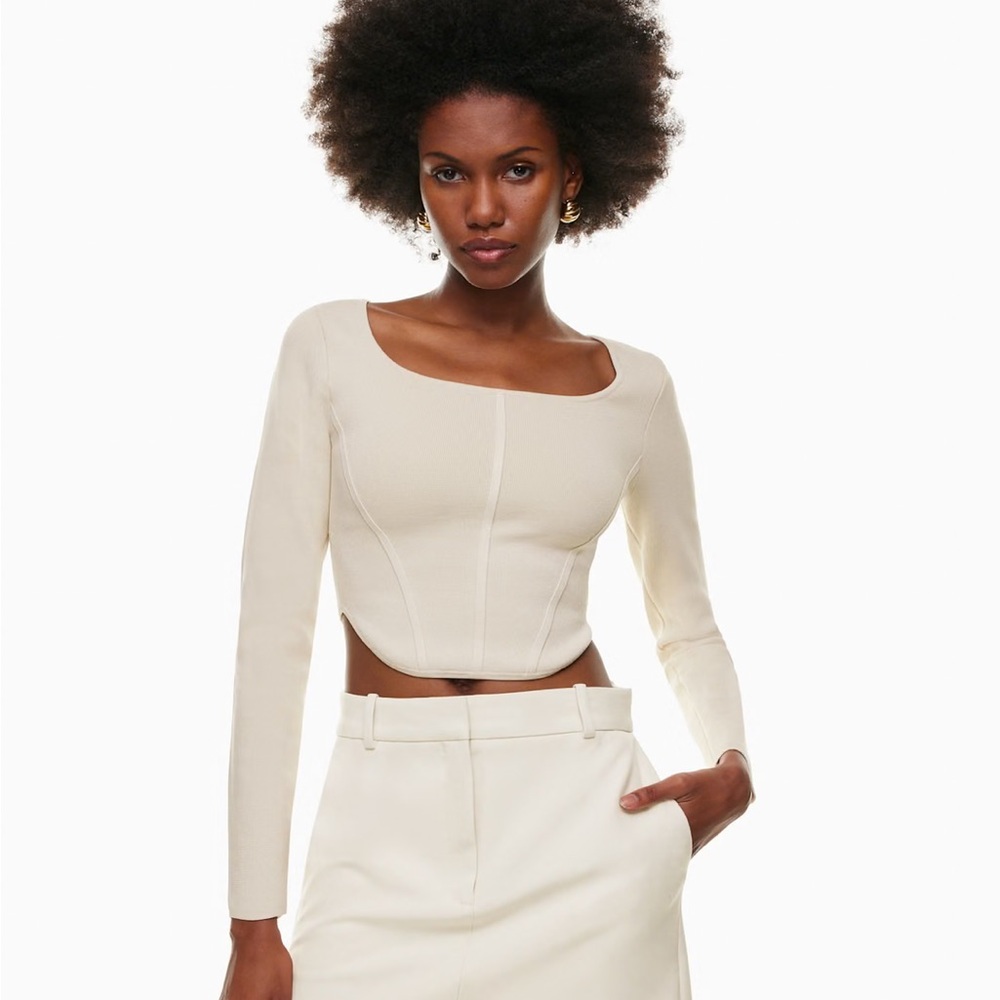 Aritzia Cream Long Sleeve Bodysuit